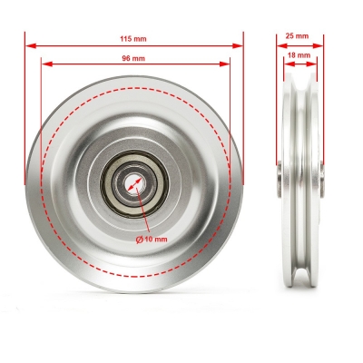 Seilrolle / Umlenkrolle - Aluminium  115 mm